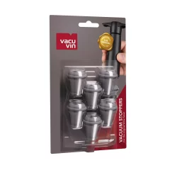 Vacu Vin Wijnstopper Vacuum Wine Stopper - Grijs - 6 Stuks -Keukengerei Korting Winkel 0886360 Vacuum Wine Stoppers Grey 6 pcs Pack 1