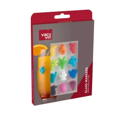 Vacu Vin Wijnglasherkenners - Gekleurd - 12 Stuks -Keukengerei Korting Winkel 1886060 Glass Markers Party People 12 pcs Pack
