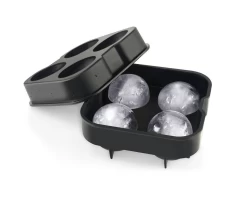 Sareva IJsblokjesvorm - 4 Ronde Ijsbollen - Siliconen - Easy Release - Herbruikbaar -Keukengerei Korting Winkel 2018 12 11 1117 001 1