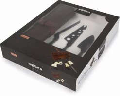 Boska Kaasmessenset Monaco+ Zwart - Met Lederen Hoes -Keukengerei Korting Winkel 307089 Cheese Set Monaco Black verpakking