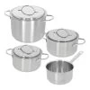 Demeyere - 4 Delige Pannenset (Kookpan ø 18 / 20 / 24 Cm + Steelpan ø 16 Cm) + Deksels Resto 3 - RVS -Keukengerei Korting Winkel 5412191880173 SET88017