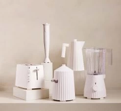 Alessi Broodrooster Plissé + Alessi Waterkoker Plissé 1.7 Liter - Wit - Michele De Lucchi -Keukengerei Korting Winkel Alessi Plisse Wit