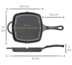 Blackwell Grillpan - Gietijzer - 23 X 23 Cm - Zonder Anti-aanbaklaag -Keukengerei Korting Winkel Asset 34@2x 80