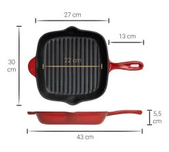 Blackwell Grillpan - Gietijzer - Rood - 27 X 27 Cm - Zonder Anti-aanbaklaag -Keukengerei Korting Winkel Asset 35@2x 80