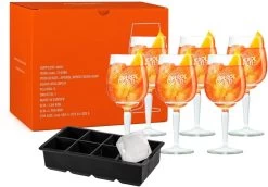 Aperol Spritz Glazen - 450 Ml - 6 Stuks + Ijsblokjesvorm Voor 8 Grote Ijsblokjes -Keukengerei Korting Winkel CL productafbeeldingen 54 1