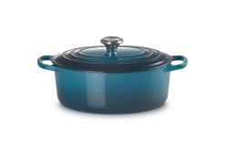 Le Creuset Braadpan Signature - Ovaal - Deap Teal - ø 29 Cm / 4.7 Liter -Keukengerei Korting Winkel LC 20210125 HL PS FS 21178296422430 001