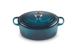 Le Creuset Braadpan Signature - Ovaal - Deap Teal - ø 29 Cm / 4.7 Liter -Keukengerei Korting Winkel LC 20210125 HL PS FS 21178296422430 002