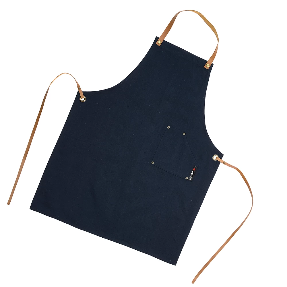 KOOK Keukenschort Recycled Donkerblauw 90 X 70 Cm 3 KOOK Keukenschort Recycled Donkerblauw 90 X 70 Cm