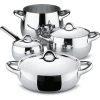 Alessi Pannenset Mami - SG100S7 - 4 Delige Set - Door Stefano Giovannoni -Keukengerei Korting Winkel SG100S7 01 alessi mami aanbieding