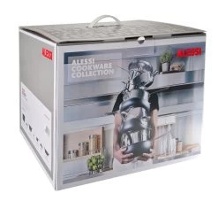 Alessi Pannenset Mami - SG100S7 - 4 Delige Set - Door Stefano Giovannoni -Keukengerei Korting Winkel SG100S7 01 alessi mami aanbieding verpakking