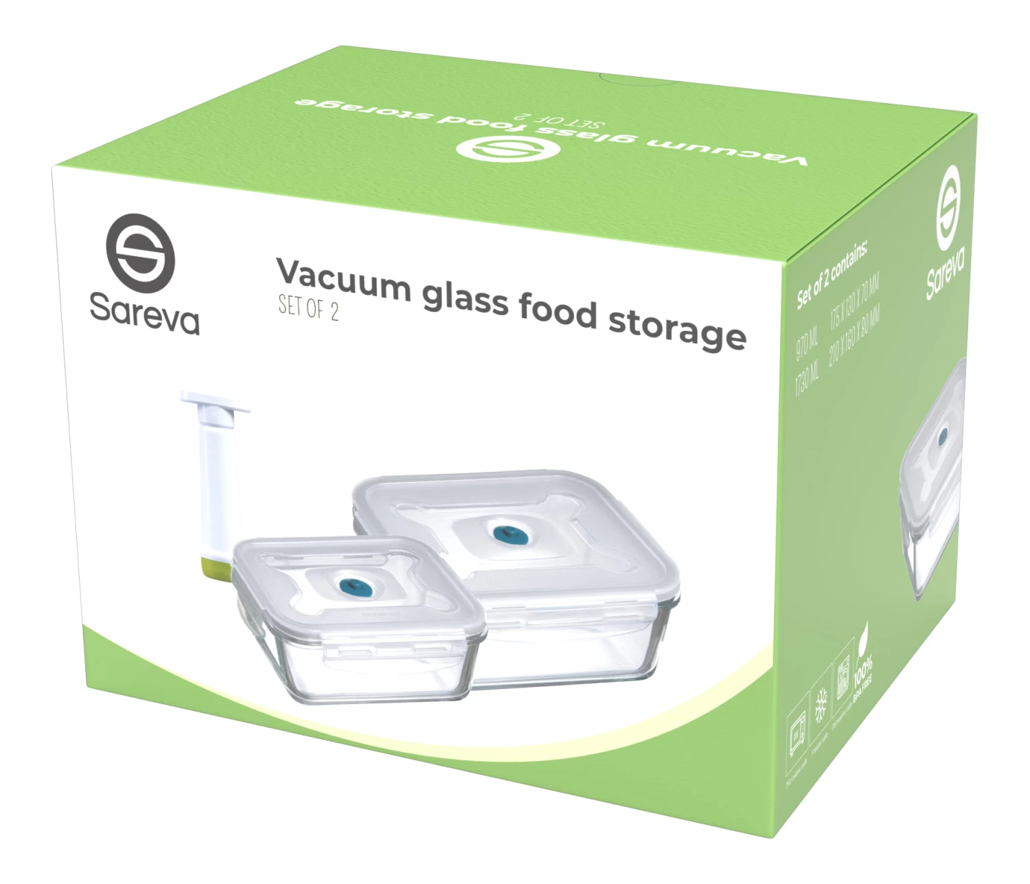 Sareva Vacuum Ovenschalen / Vershoudbakjes - Hittebestendig Glas - 3 Delige Set / 970 Ml + 1.7 Ltr 8 Sareva Vacuum Ovenschalen / Vershoudbakjes - Hittebestendig Glas - 3 Delige Set / 970 Ml + 1.7 Ltr - Afbeelding 6