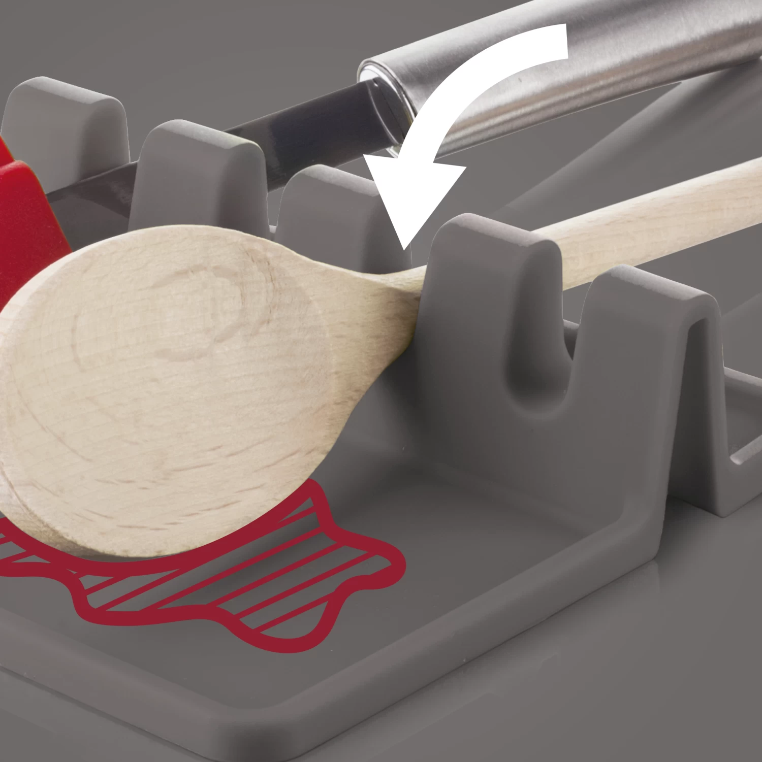 Vacu Vin Lepelhouder - Grijs 4 Vacu Vin Lepelhouder - Grijs - Afbeelding 2