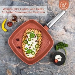 Westinghouse Grillpan Performance - Rebel Red - 28 X 28 Cm - Standaard Anti-aanbaklaag -Keukengerei Korting Winkel WCFP0095G28OR 2