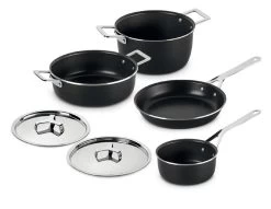 Alessi Pannenset Pots&Pans - AJM100S6 A - Zwart - 4 Delige Set - Door Jasper Morrison -Keukengerei Korting Winkel alessi pannenset pots pans zwart