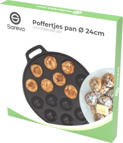 Sareva Poffertjespan - Gietijzer - ø 24 Cm - 19 Poffertjes -Keukengerei Korting Winkel poffertjespan Package New